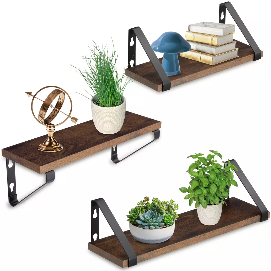 tectake Wall Shelves Cowell in Brown