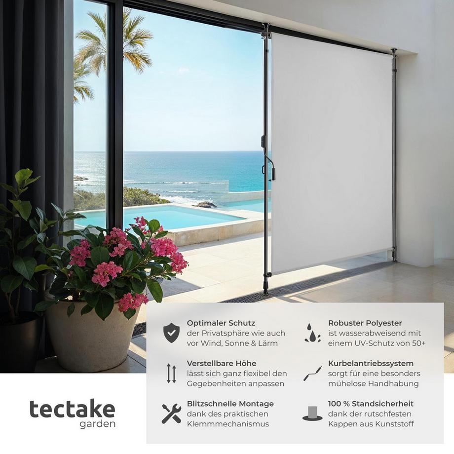 Tectake Klemmmarkise Taija verschiedene Größen UV-beständig und wasserabweisend  