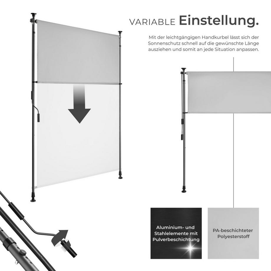 Tectake Klemmmarkise Taija verschiedene Größen UV-beständig und wasserabweisend  