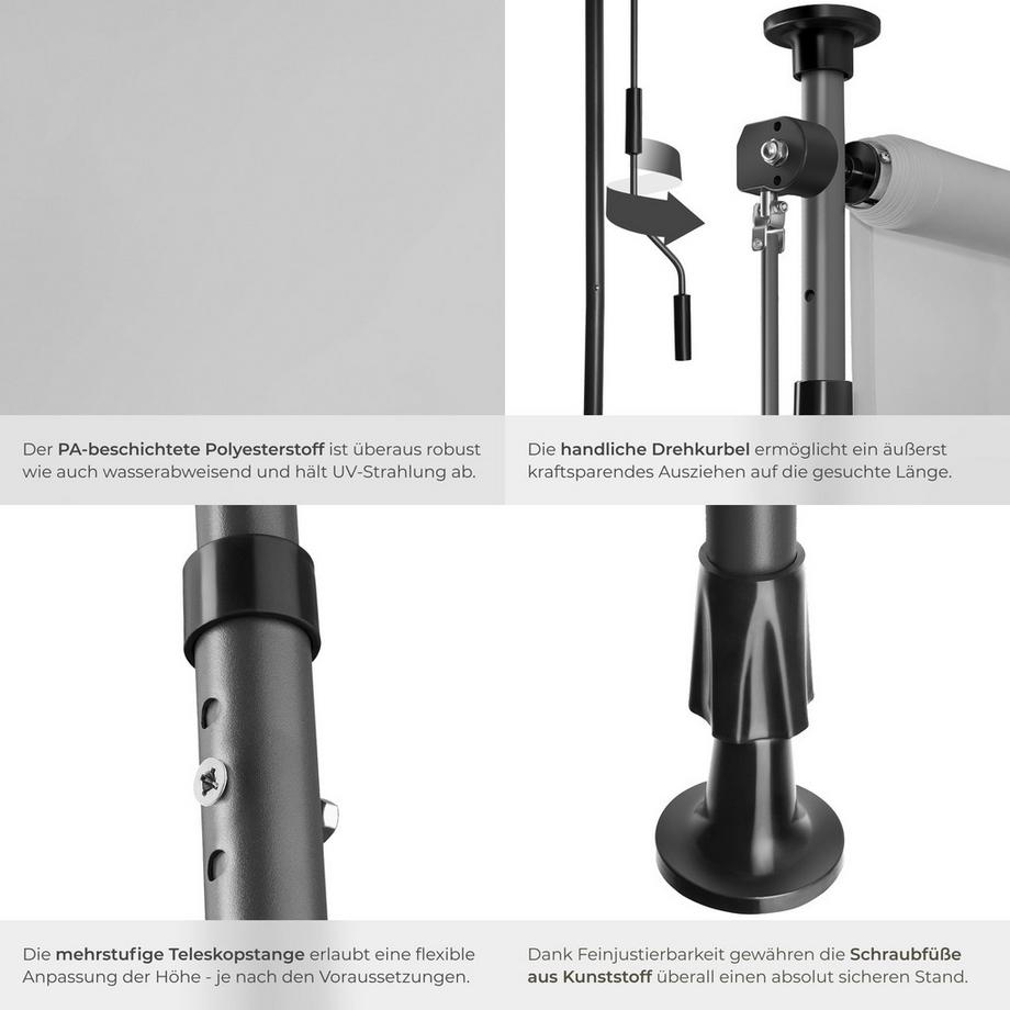 Tectake Klemmmarkise Taija verschiedene Größen UV-beständig und wasserabweisend  