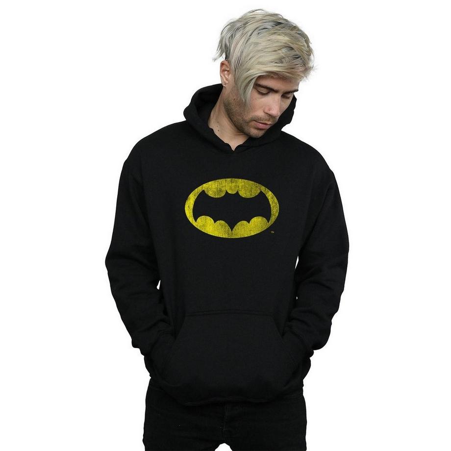 DC COMICS Batman Distressed Logo Felpa con Cappuccio  