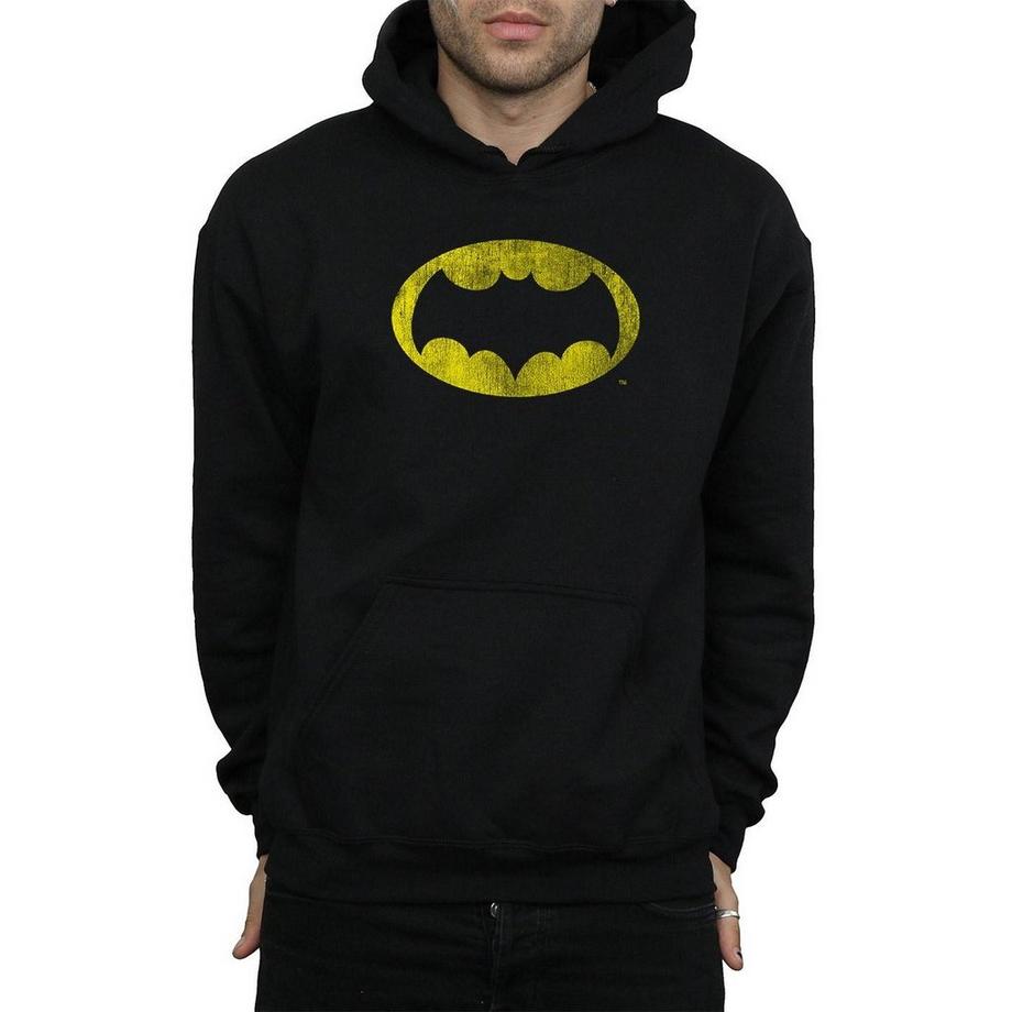 DC COMICS Batman Distressed Logo Felpa con Cappuccio  