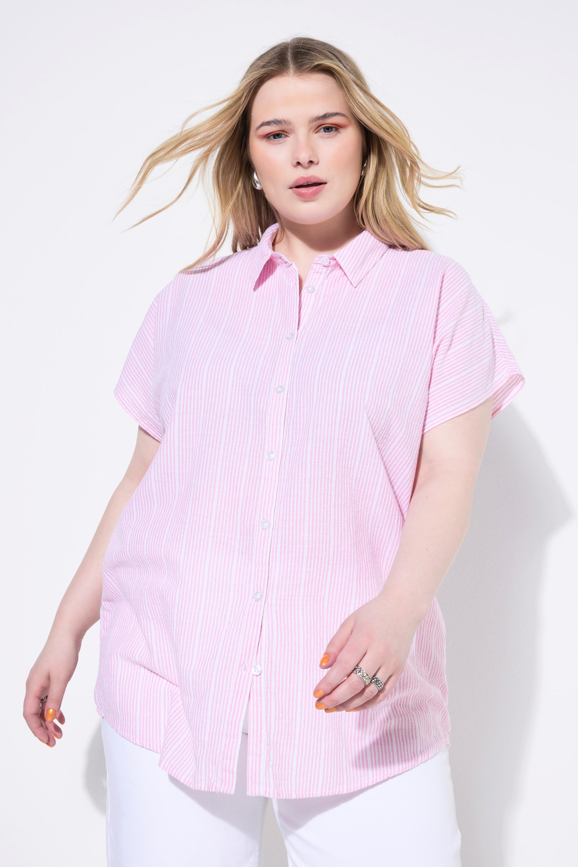 Studio Untold Oversized Blusenshirt mit Strukturstreifen  