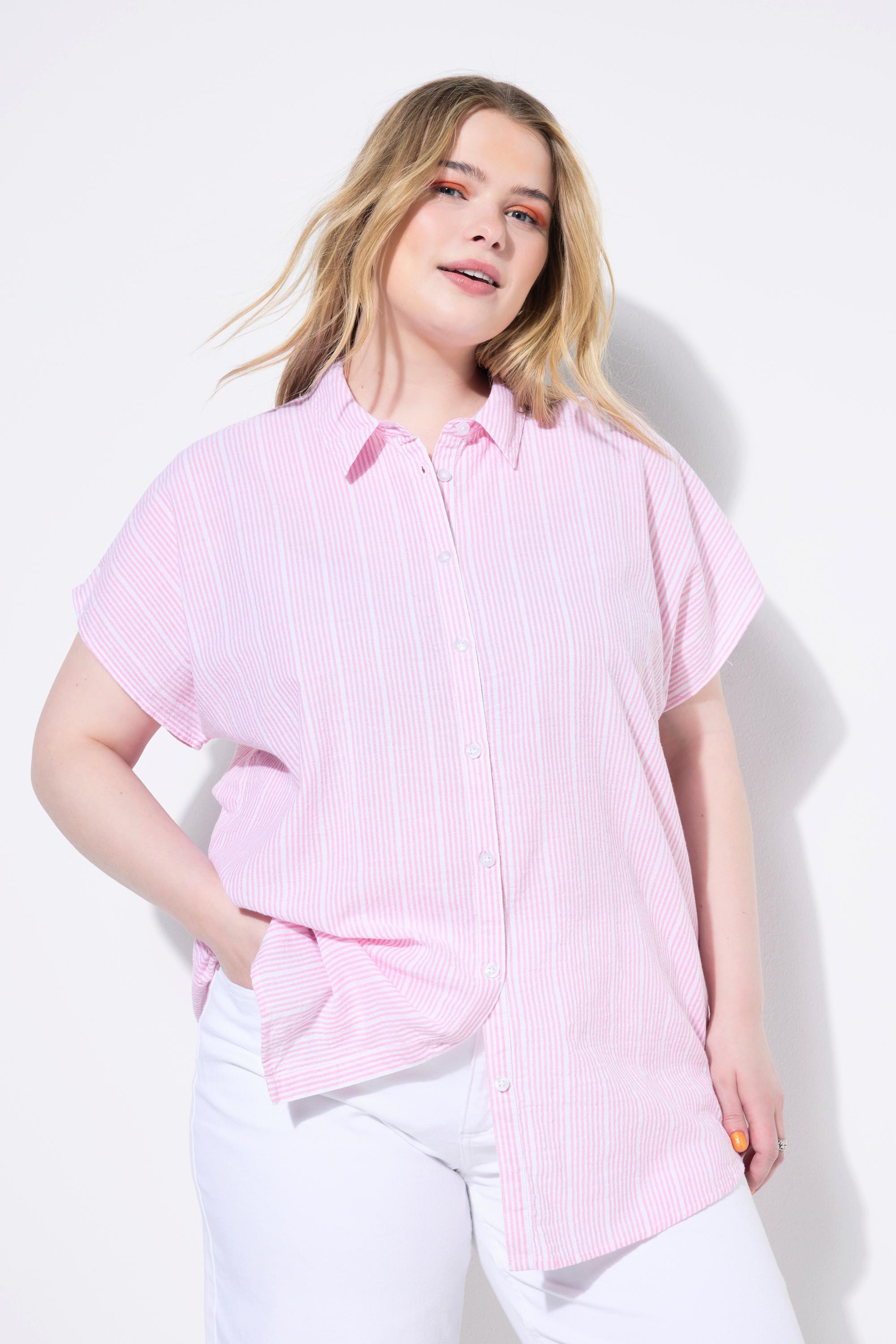 Studio Untold Oversized Blusenshirt mit Strukturstreifen  