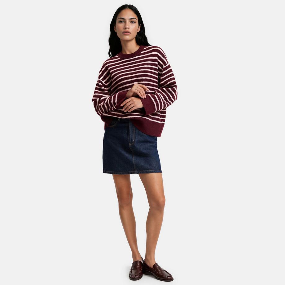 La Redoute Collections Pull rayé oversize col rond en maille mousseuse  