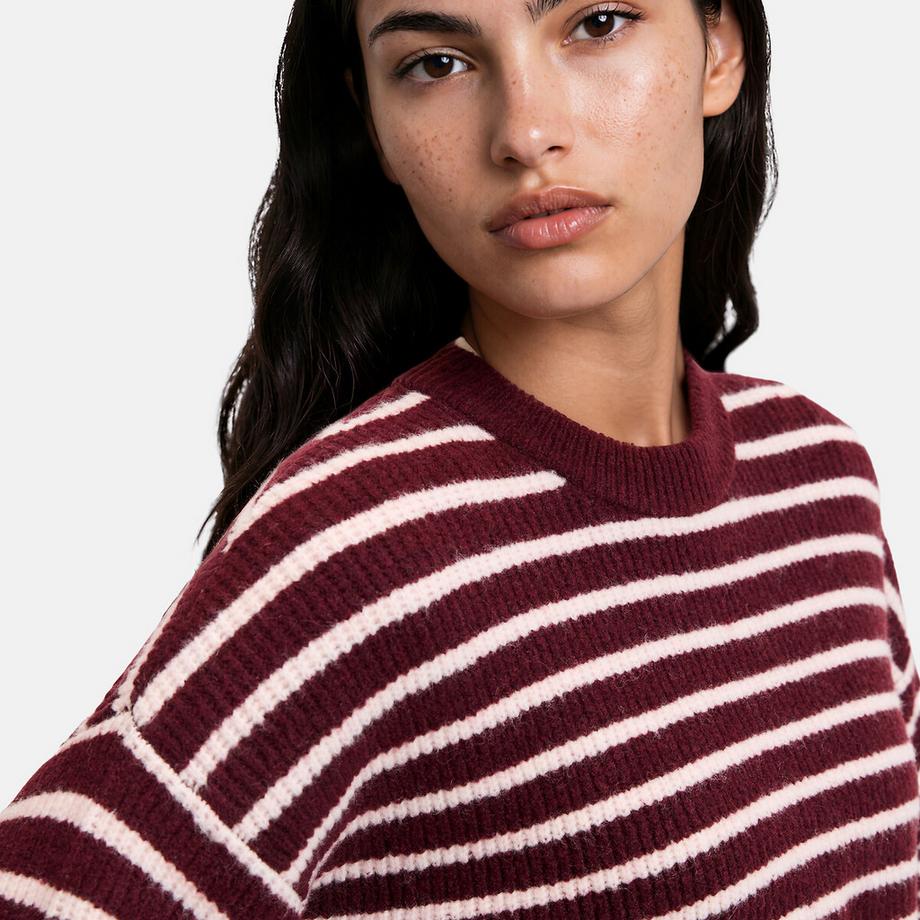La Redoute Collections Pull rayé oversize col rond en maille mousseuse  
