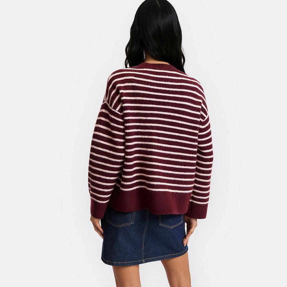La Redoute Collections Pull rayé oversize col rond en maille mousseuse  
