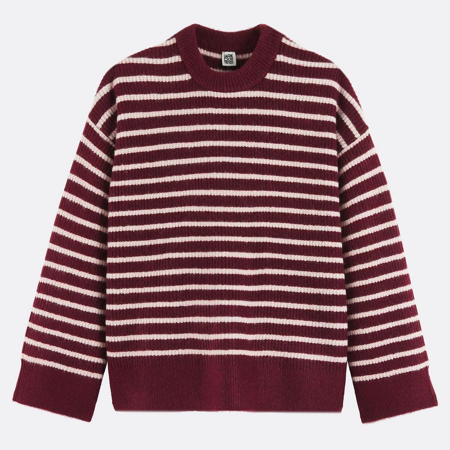 La Redoute Collections Pull rayé oversize col rond en maille mousseuse  