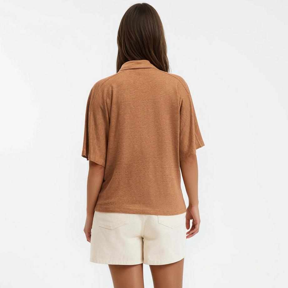 La Redoute Collections T-shirt Lino Collo Polo Maniche Corte  