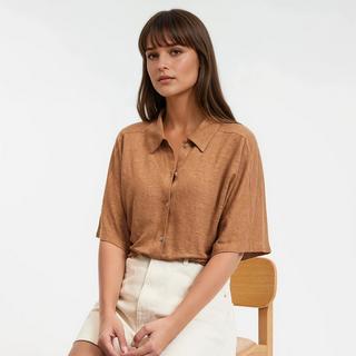 La Redoute Collections T-shirt Lino Collo Polo Maniche Corte  