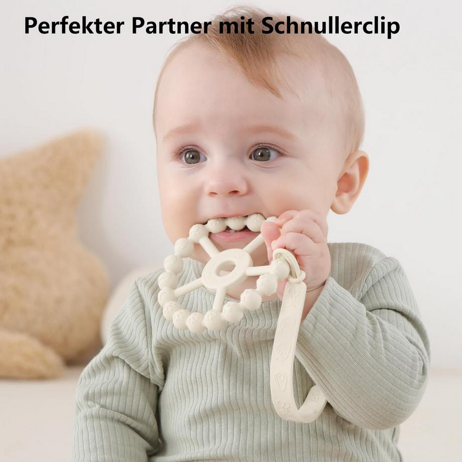 Activity-board  Beißring Baby, 3er-Pack Beißring Baby Spielzeug Kühlung, Silikon Greifring 