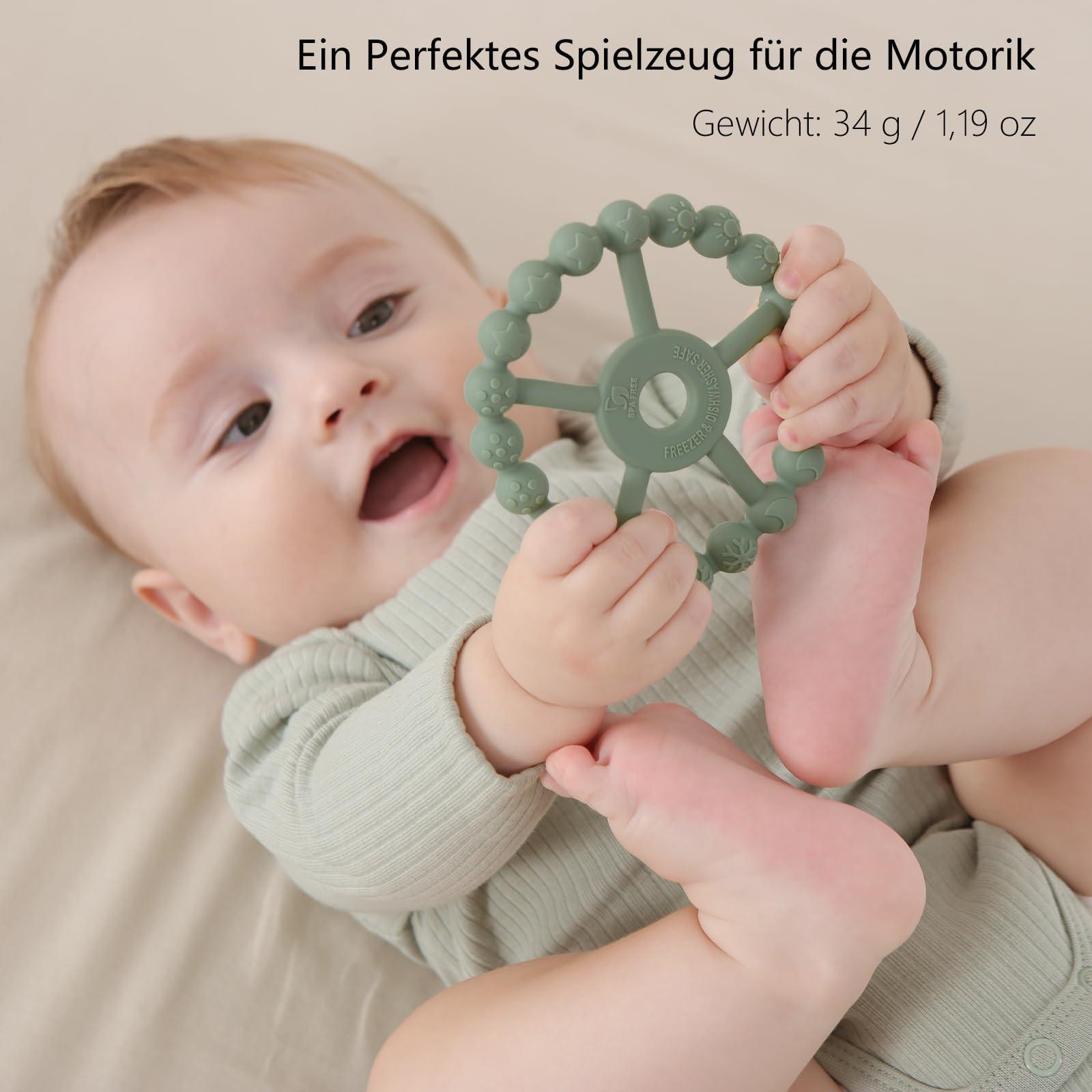 Activity-board  Beißring Baby, 3er-Pack Beißring Baby Spielzeug Kühlung, Silikon Greifring 