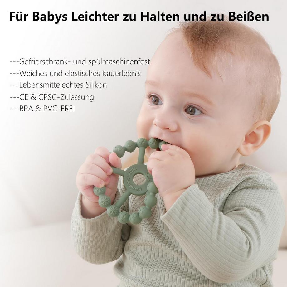 Activity-board  Beißring Baby, 3er-Pack Beißring Baby Spielzeug Kühlung, Silikon Greifring 