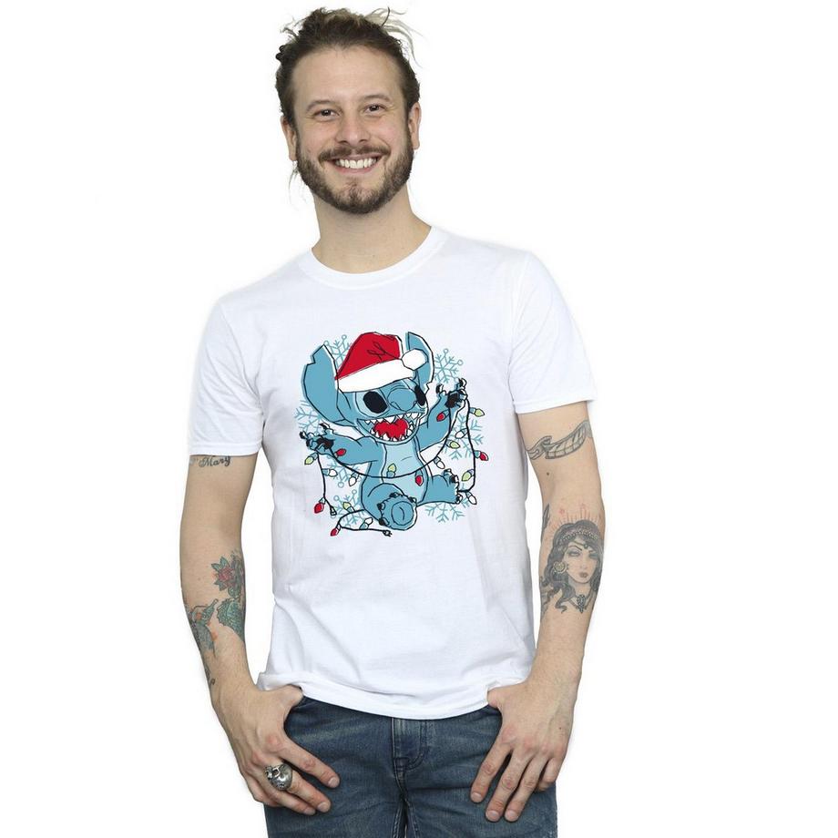Disney Stitch Lumières de Noël T-Shirt  