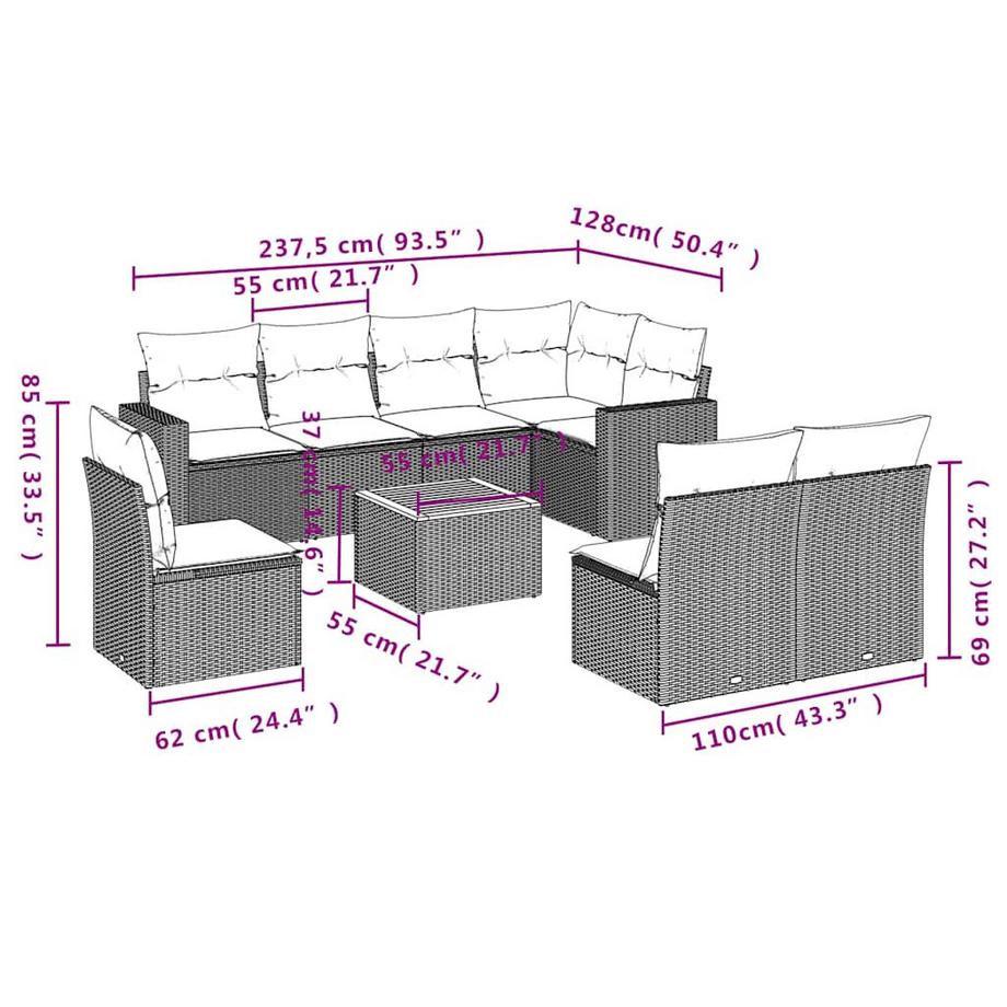 VidaXL Garten sofagarnitur poly-rattan  
