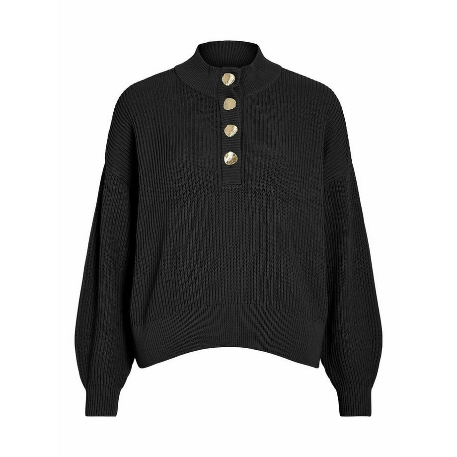 VILA Langarm Pullover mit goldenen Knöpfen  