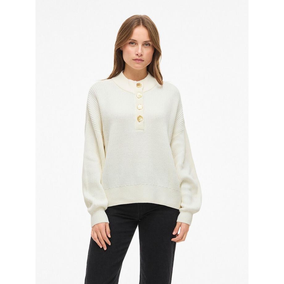 Langärmeliger Pullover mit goldenen Knöpfen