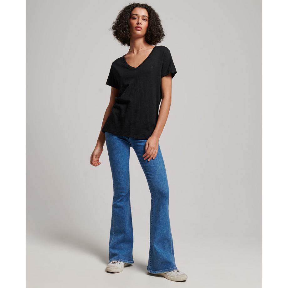 Superdry Besticktes geflammtes V-Ausschnitt T-Shirt  