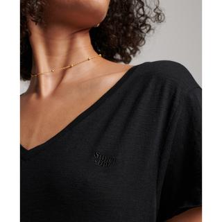 Superdry T-shirt scollo a V ricamato e fiammato  