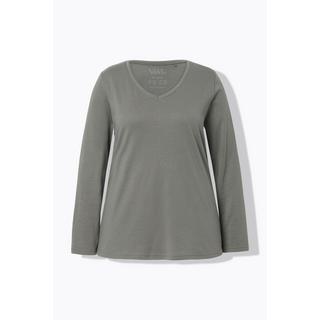 Ulla Popken  Maglia aderente con scollo a V e maniche lunghe 