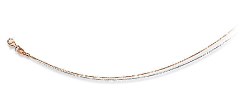 MUAU Schmuck  Collier Anker Bicolor Weiss-Rotgold 750, 0.6mm, 45cm 