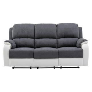 Vente-unique Relaxsofa 3-Sitzer - Microfaser & Kunstleder - Grau & Weiß - BRODY  