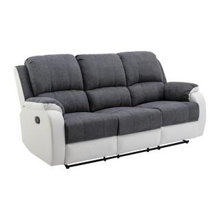 Vente-unique Relaxsofa 3-Sitzer - Microfaser & Kunstleder - Grau & Weiß - BRODY  