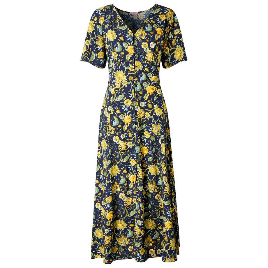 Joe Browns Robe longue fleurie automnale à manches larges et patte de boutonnage  