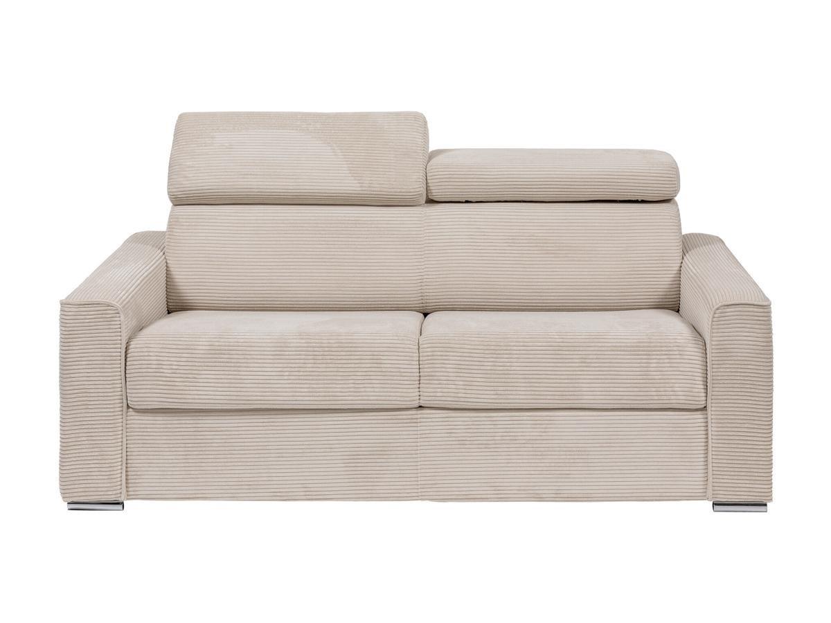 Vente-unique Schlafsofa mit Matratze 3-Sitzer - Liegefläche mit Lattenrost mit breiten Latten 140 cm - Matratze 14 cm - Cord - Beige - VIZIR  