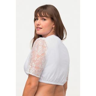 Ulla Popken  Dirndlbluse, Stehkragen, Carree-Ausschnitt, 1/2-Arm 