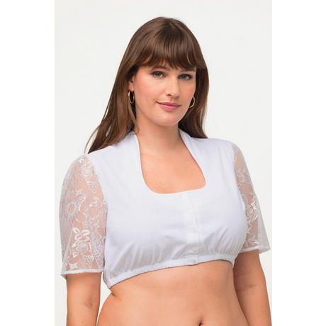 Ulla Popken Camicetta Dirndl Collo Alto Scollo Quadrato Maniche 1/2  