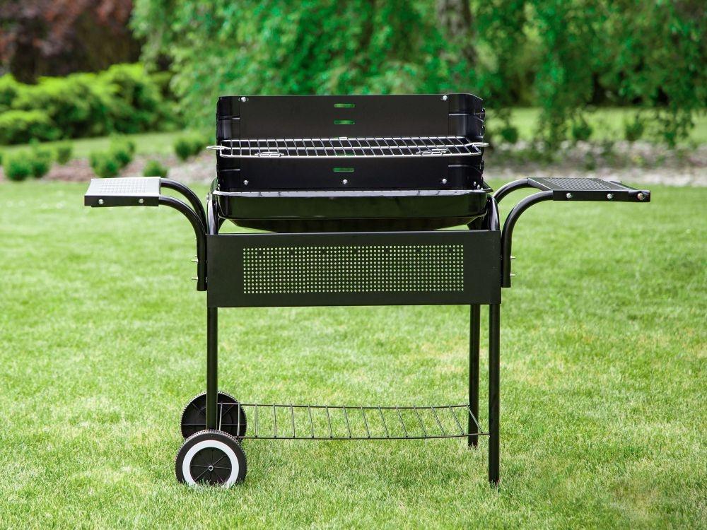 B2X Grill de jardin, étagères métalliques, grille réglable, roulettes  