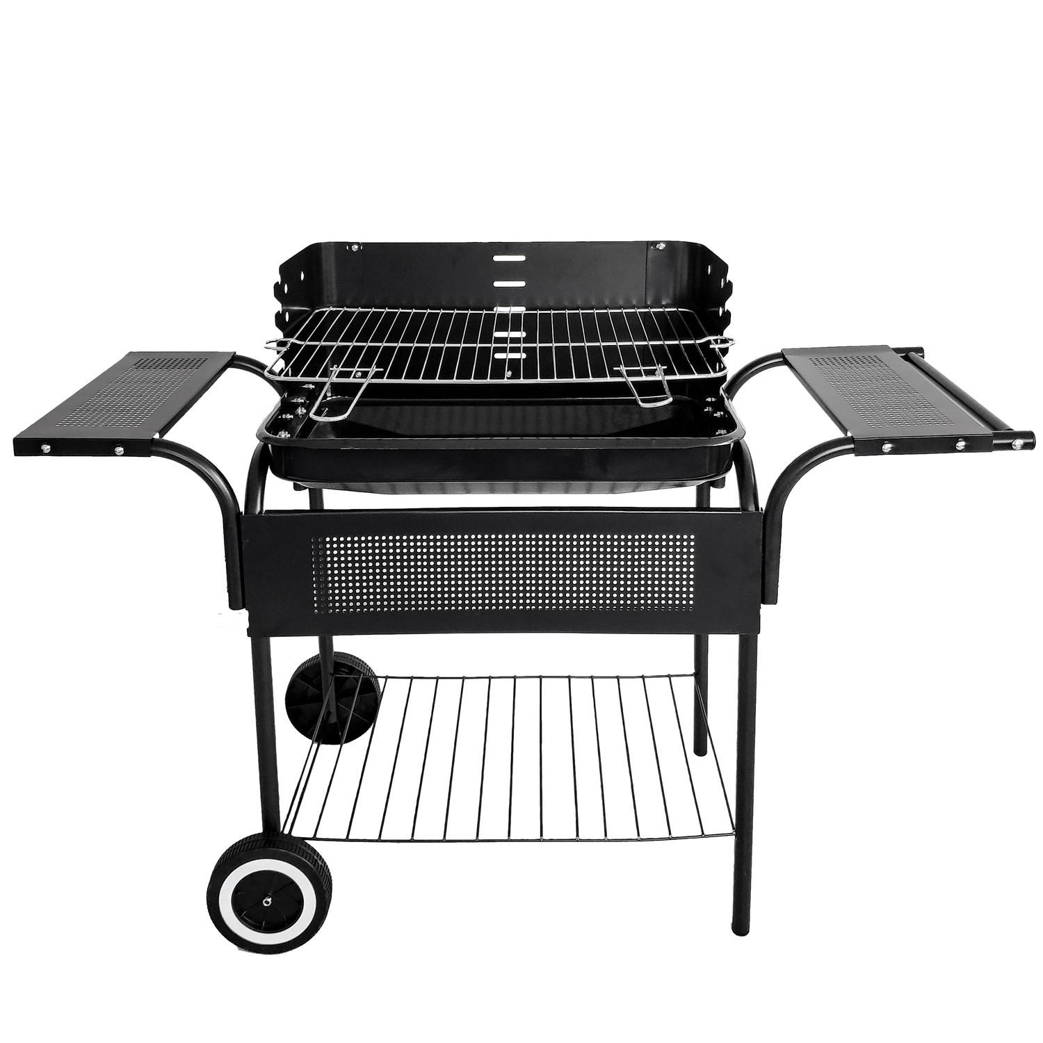 B2X Grill de jardin, étagères métalliques, grille réglable, roulettes  