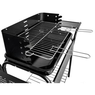 B2X Grill de jardin, étagères métalliques, grille réglable, roulettes  