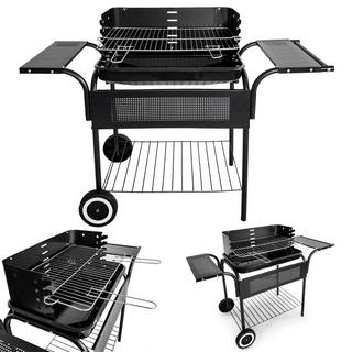 B2X Grill de jardin, étagères métalliques, grille réglable, roulettes  