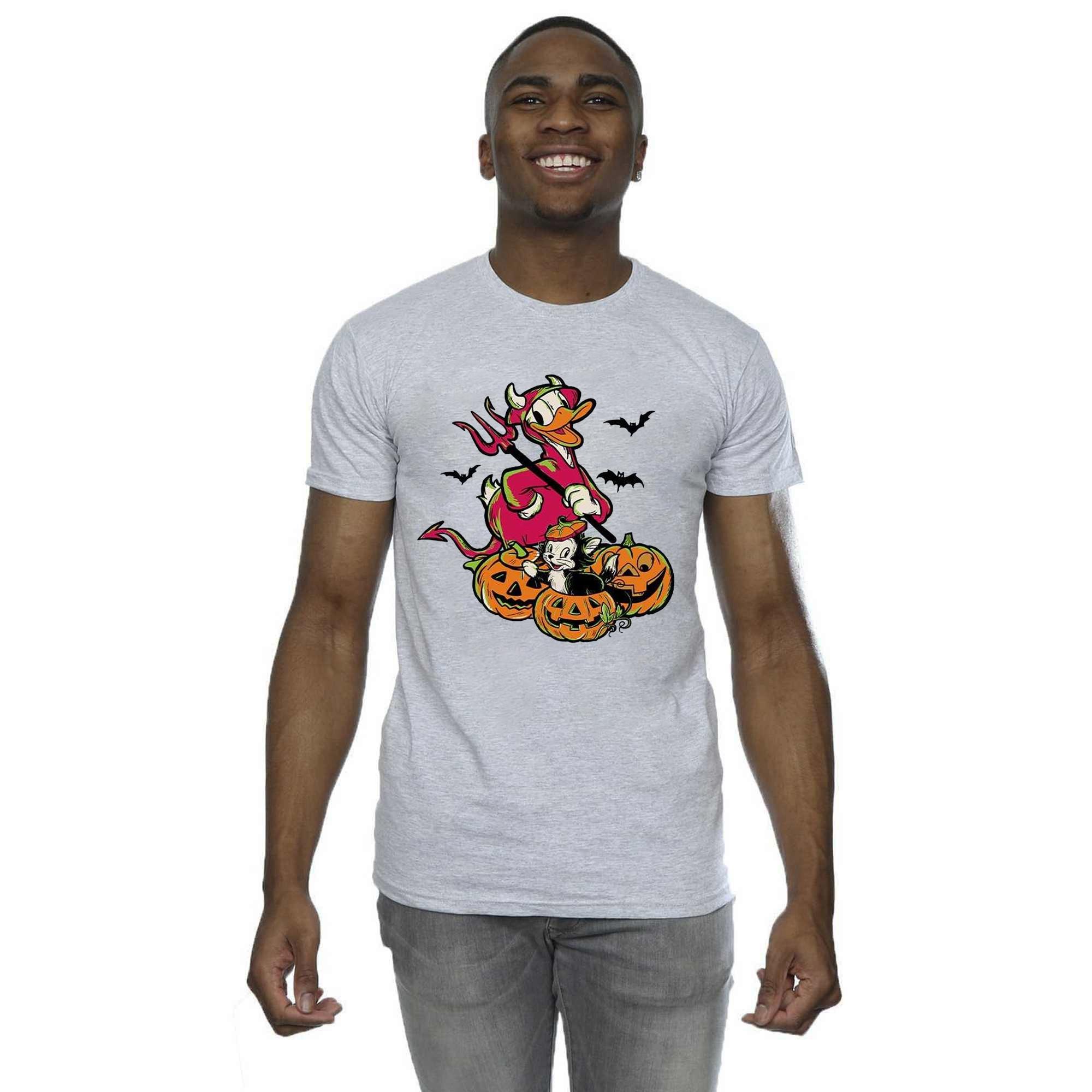 Disney Donald Duck Halloween Diavolo Anatra Gatto Zucca T-Shirt  
