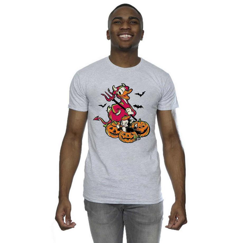 Disney Donald Duck Halloween Diavolo Anatra Gatto Zucca T-Shirt  