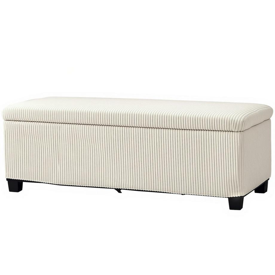 Northio  Sitzbank mit Stauraum Polsterbank mit Cord-Optik, Sitztruhe mit Stahlbeine, Truhenbank für Wohnzimmer, Schlafzimmer, Flur 112 x 42 x 40 cm, Beige Aosom 