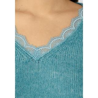 Damart  Pull mélange mohair col dentelle 