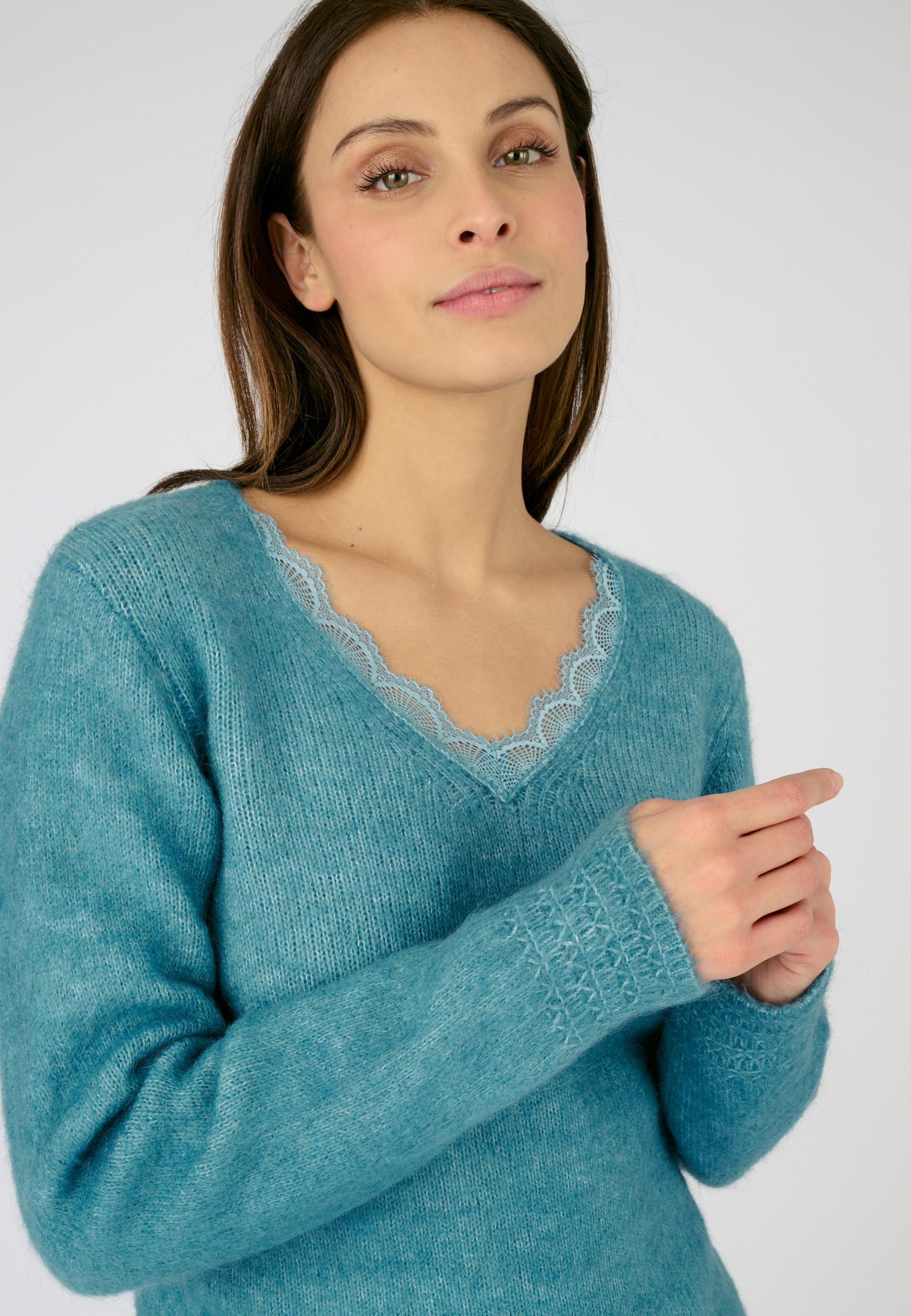 Damart  Pullover aus Mohairgemisch mit Spitzenkragen 