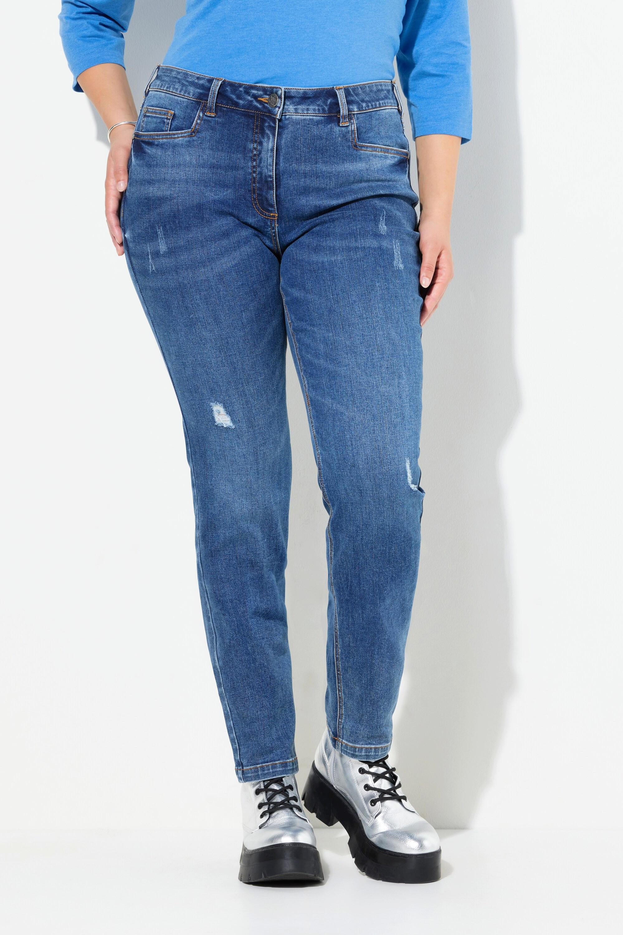 Ulla Popken  Jean Sarah stretch avec détails destroy, jambes slim et taille confortable 