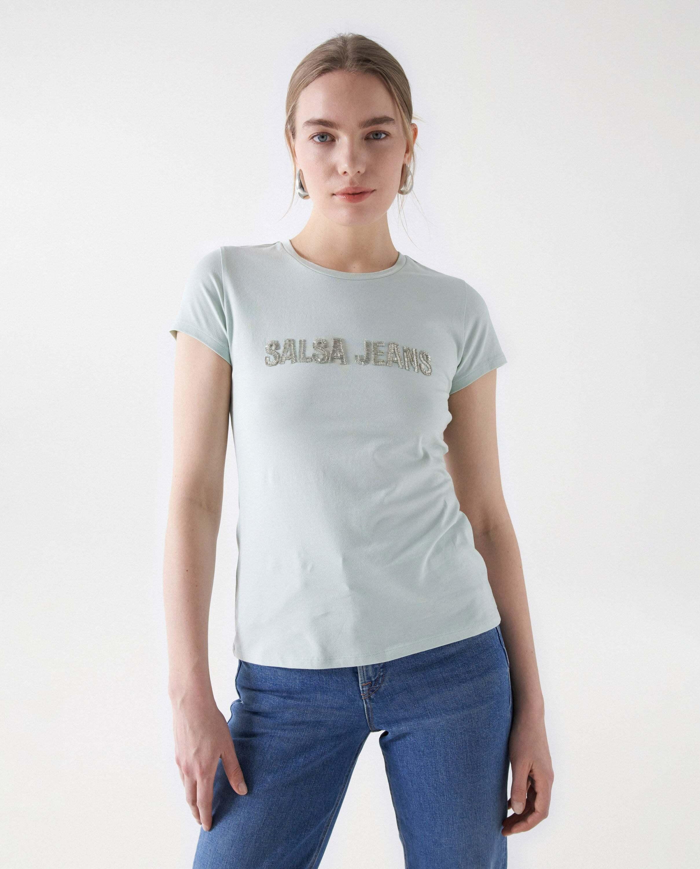 Salsa  T-Shirt Beads Detail Branding T-Shirt 