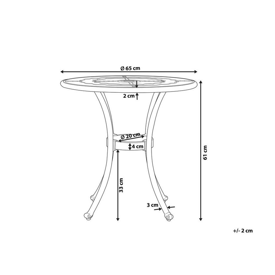 Beliani Table bistrot en Aluminium Rétro BOVINO  