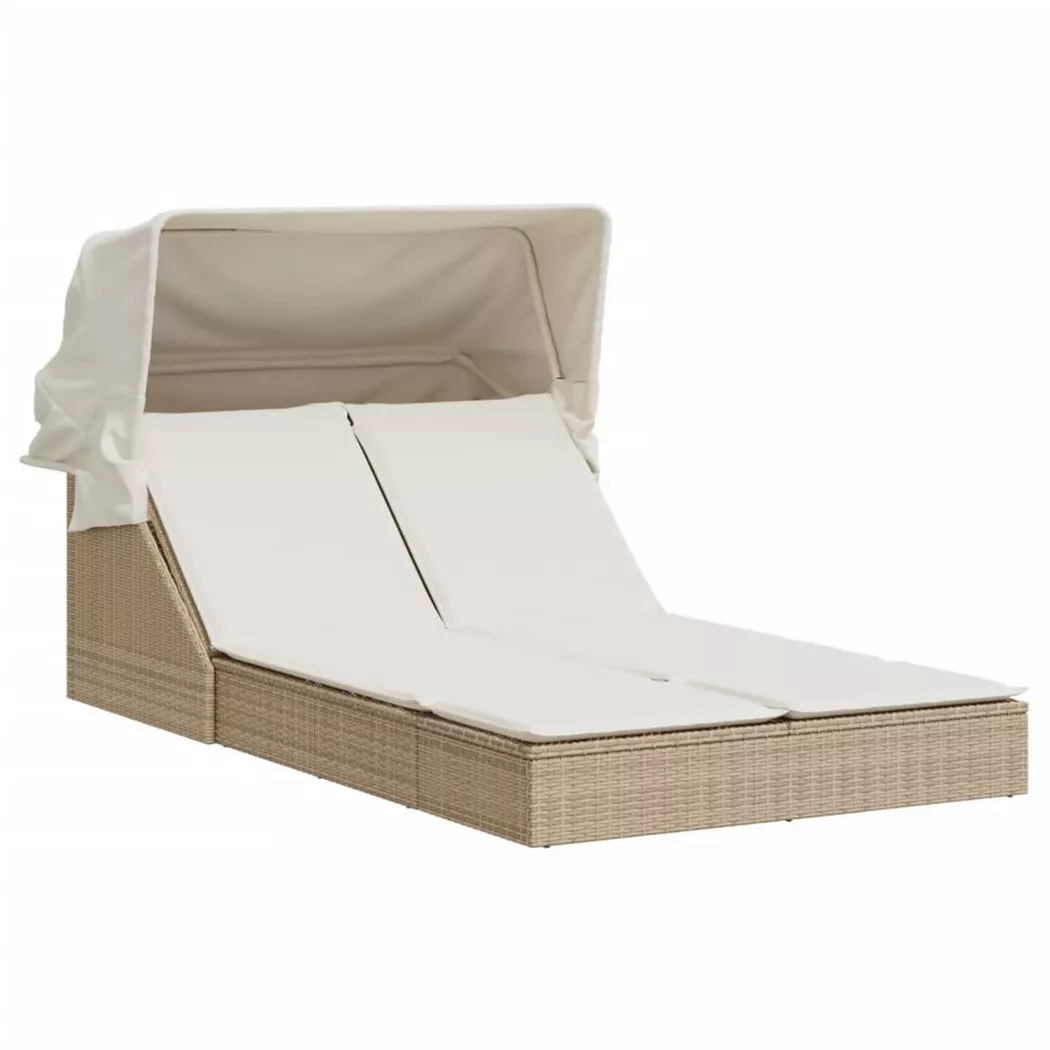 VidaXL - Doppel-sonnenliege poly-rattan, One Size, Beige