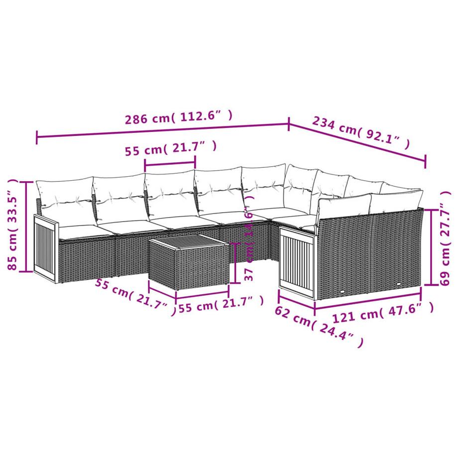 VidaXL Garten sofagarnitur poly-rattan  