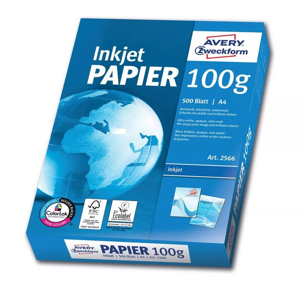 Avery-Zweckform – AVERY ZWECKFORM InkJet-Papier A4, 500 Blatt, Weiss, 1 Stück