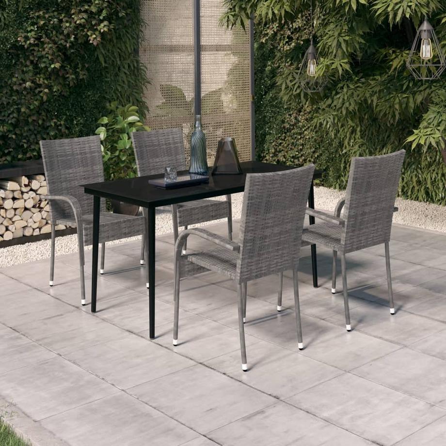 VidaXL Ensemble de salle à manger de jardin rotin synthétique  