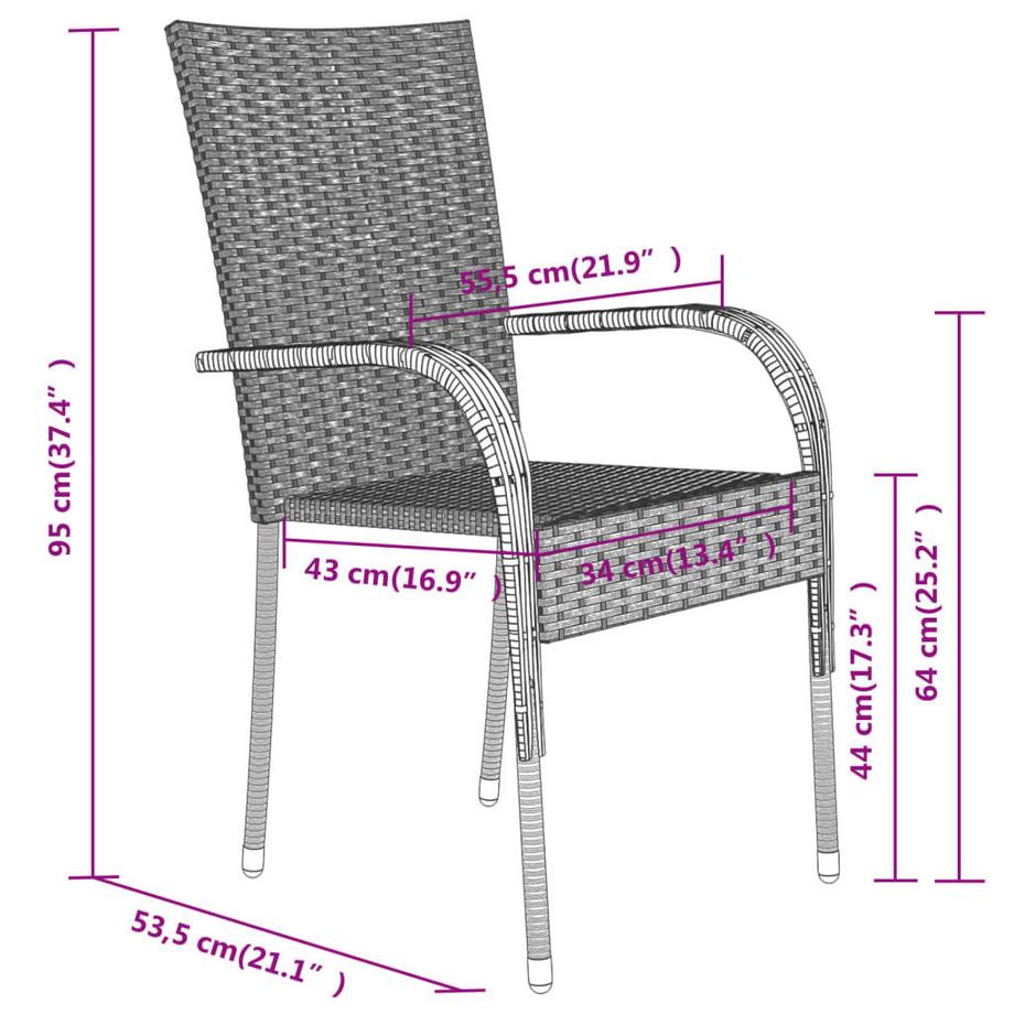 VidaXL Ensemble de salle à manger de jardin rotin synthétique  