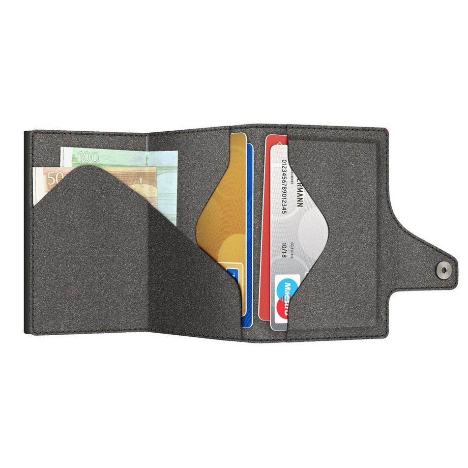 Tru Virtu Click & Slide Recycled PET Felt Wallet Grau Schwarz  