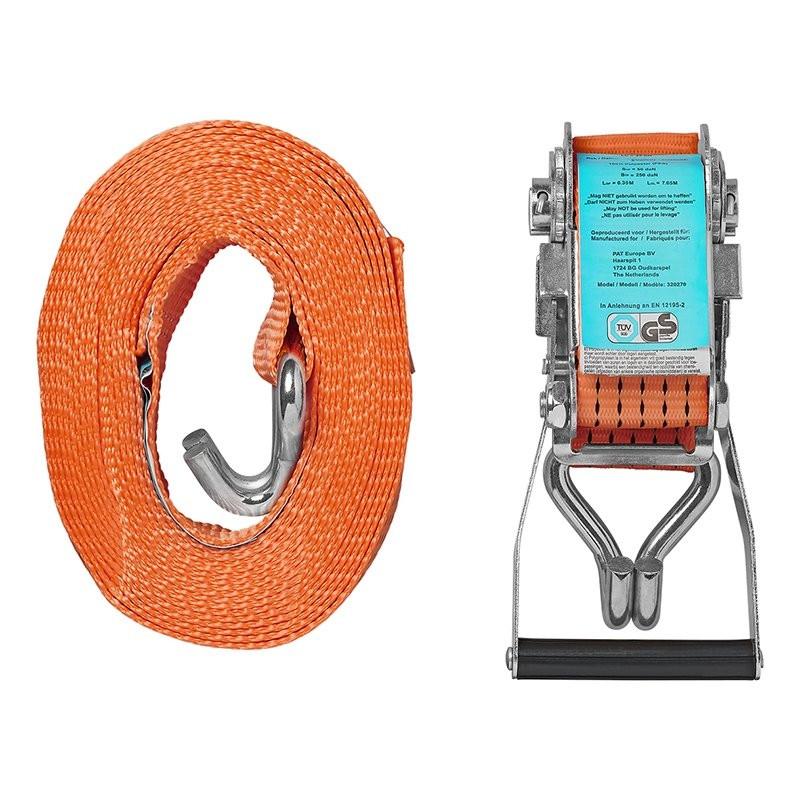 Pricenet  Sangle d'arrimage à cliquet + 2 crochets 8 mètres 5000kg 
